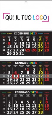 Calendari personalizzati Trittico Black 2026