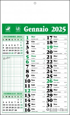 Calendari personalizzati olandese Note Verde 2025