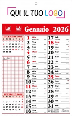Calendari personalizzati olandese Note Rosso 2026