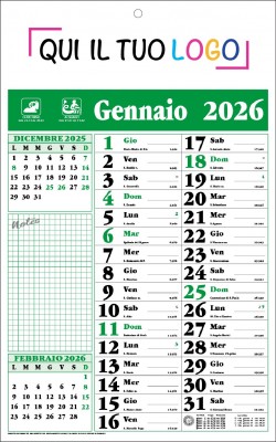 Calendari personalizzati olandese Note Verde 2026