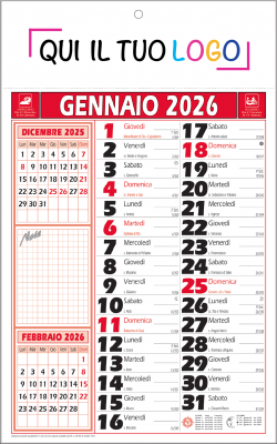 Calendari personalizzati olandese Note Rosso 2026