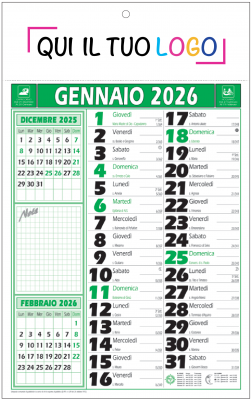 Calendari personalizzati olandese Note Verde 2026