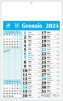 Calendario olandese Note Blu 2025