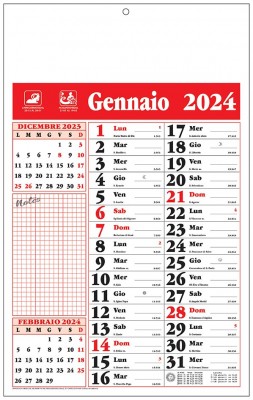 Calendario olandese Note Rosso 2024