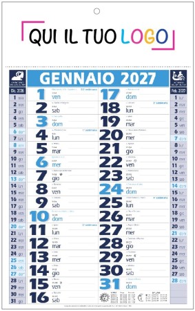 Calendari personalizzati olandese Basic azzurro 2027