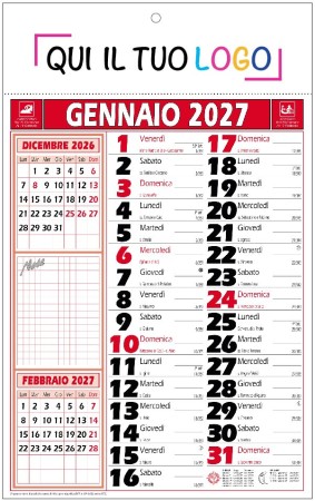 Calendari personalizzati olandese Note Rosso 2027
