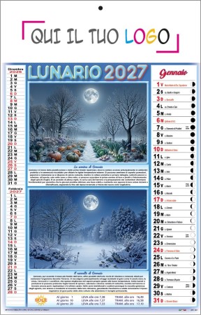 Calendari personalizzati lunario e fasi lunari 2027