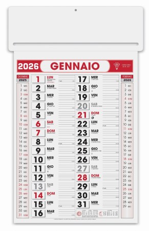 Calendari personalizzati olandese Girafoglio rosso 2026