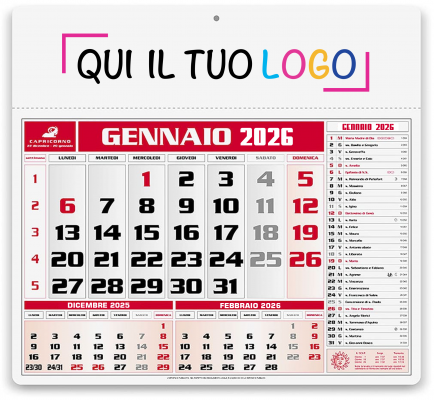 Calendari personalizzati olandese americano rosso 2026