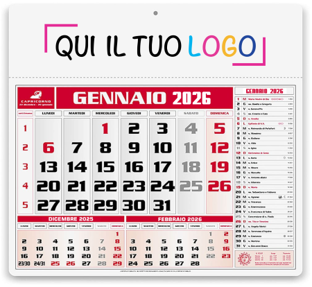 Calendari personalizzati olandese americano rosso 2026