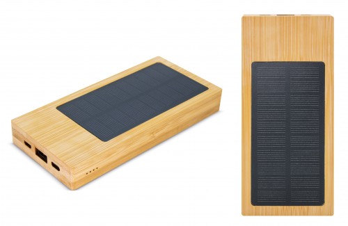 Powerbank personalizzato solare in Bambù b-10066