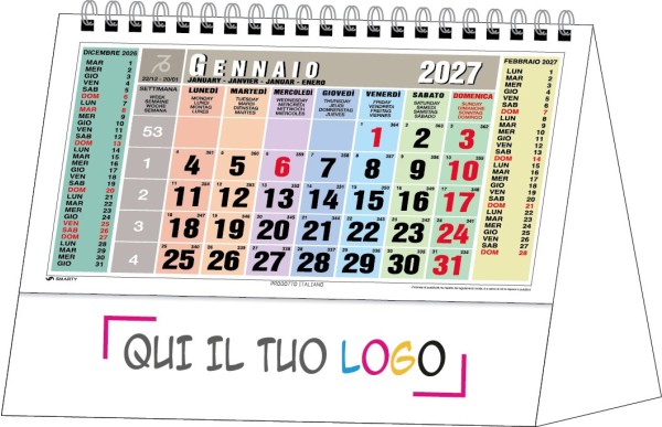 Calendari personalizzati da tavolo multicolor 2027