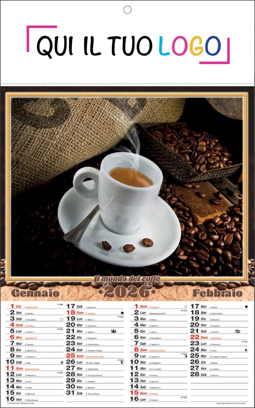 Coffee Calendar 2026 – Calendario Da Parete 28x28 Cm Con Illustrazioni Caffè Disegnate A Mano, Festività Evidenziate, Perfetto Per Amanti Del Caffè E Ufficio
