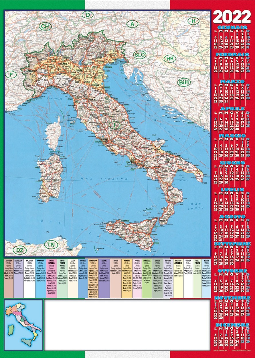 Stampa calendari poster 2024 cartina italia personalizzati
