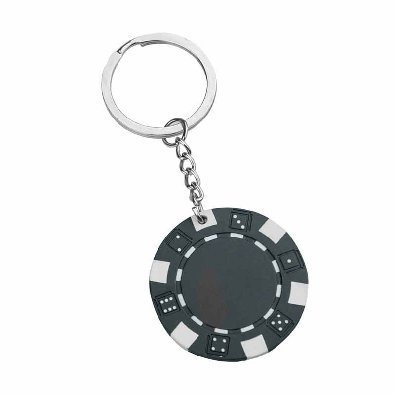 Portachiavi Fichetta Poker Unisex - Portachiavi fiches Poker - Portachiavi con i quattro simboli di carte: picche, cuori, diamanti e trifogli - Portachiavi Gioco gettone Poker Blu e Bianco Scommesse