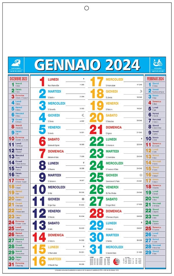 Calendari Olandesi Multicolor personalizzati 2024 ❤️ AGM