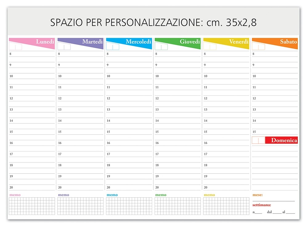Stampa Planning Da Tavolo Multicolor 21 A Colori Da 2 90