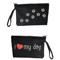 Pochette I Love my Dog Glitter Rosso e Argento