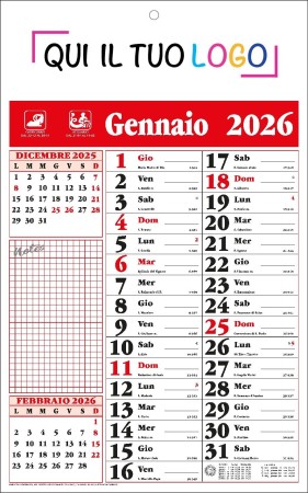 Calendari personalizzati olandese Note Rosso 2026