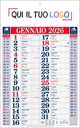 Calendari personalizzati olandese Basic Rosso 2026